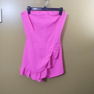 The Impeccable Pig Strapless Ruffled Hot Pink Romper M Y2K Barbie 80s